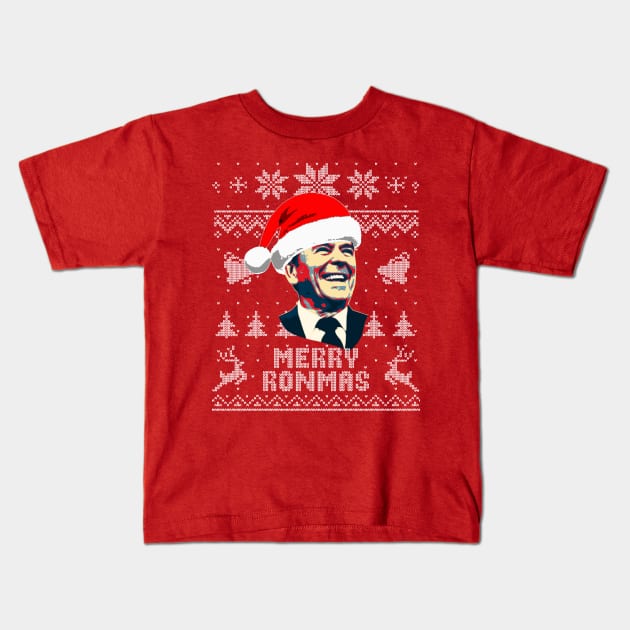 Ronald Reagan Merry Ronmas Kids T-Shirt by Nerd_art